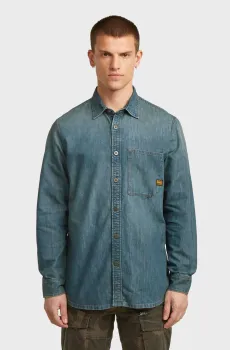 Мужская синяя джинсовая рубашка Regular Синий L G-Star RAW D27083,D303