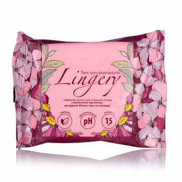 Влажные салфетки для интимной гигиены Lingery с молочной кислотой с экстрактами белого чая и эхинацей, 15 шт Влажные салфетки для интимной гигиены Lingery с молочной кислотой с экстрактами белого чая и эхинацей, 15 шт