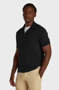 Мужское черное поло SMOOTH COTTON WELT ZIP POLO Черный S Calvin Klein K10K112754