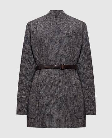 Серый жакет с шерстью в узор