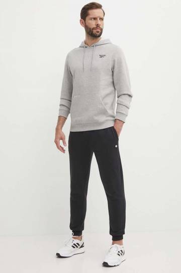 Кофта Reebok Identity мужская цвет серый с капюшоном меланж 100202875 Кофта Reebok Identity мужская цвет серый с капюшоном меланж 100202875