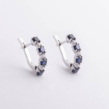 Серебряные серьги с сапфирами и фианитами 2518/1p-HSPH Серебряные серьги с сапфирами и фианитами 2518/1p-HSPH