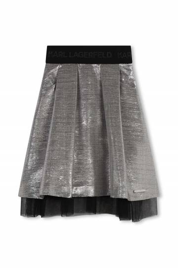 Детская юбка Karl Lagerfeld цвет серебрянный midi расклешённая Z30200 Детская юбка Karl Lagerfeld цвет серебрянный midi расклешённая Z30200