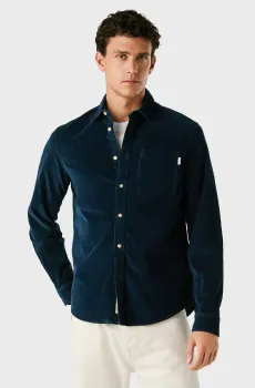 Мужская темно-синяя вельветовая рубашка CLAYTON Синий M Pepe Jeans PM3090844