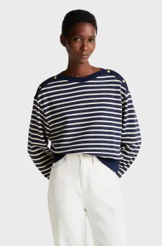 Женский свитшот в полоску GOLD BTN BOAT-NK Разноцветный L Tommy Hilfiger WW0WW44447