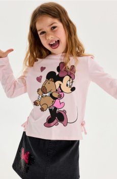 Бавовняний лонгслів Minnie Mouse - кремовий