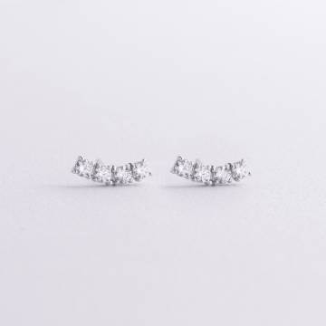 Серьги - пусеты "Lora" с фианитами (серебро) 7240 Серьги - пусеты "Lora" с фианитами (серебро) 7240