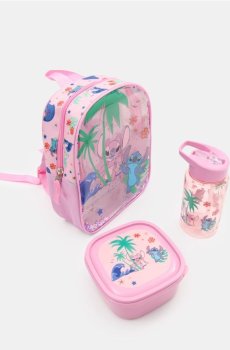 Сніданковий набір з рюкзаком – пляшка та ланчбокс Lilo & Stitch 3 pack - різнобарвний