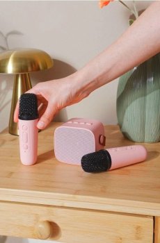 Бездротовий набір для караоке - пастельний рожевий