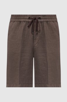 Коричневые шорты из льна с нашивкой логотипа