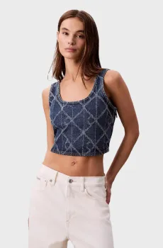 Женский синий джинсовый топ с узором ATLANTIC Синий XS Calvin Klein Jeans LV047D708G