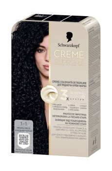 Перманентная крем-краска для волос Creme Supreme 1-1 Холодный черный, 182 мл