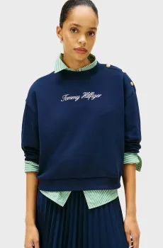 Женский темно-синий свитшот GOLD BTN SCRIPT Синий M Tommy Hilfiger WW0WW48783