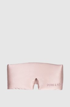 Розовая маска для сна из шелка с вышивкой логотипа