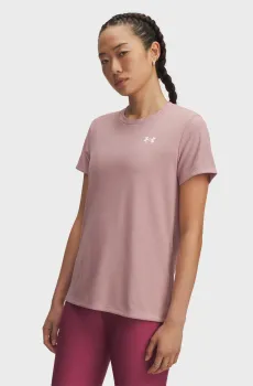 Женская пудровая футболка Tech Rib SSC Розовый XS Under Armour 1389852-673