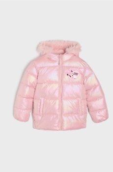 Куртка puffer з блискучим оздобленням і капюшоном із хутряною опушкою Minnie Mouse - персиковий