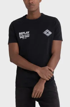 Мужская черная футболка Черный S Replay M6499 .000.23188G