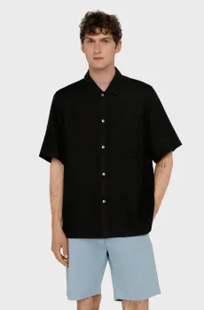 Мужская черная льняная рубашка Черный S PRPY PMSHRKALUA008