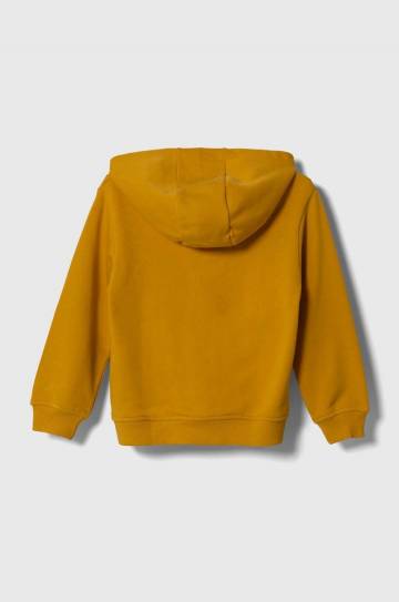 Детская хлопковая кофта United Colors of Benetton цвет жёлтый с капюшоном узор Детская хлопковая кофта United Colors of Benetton цвет жёлтый с капюшоном узор
