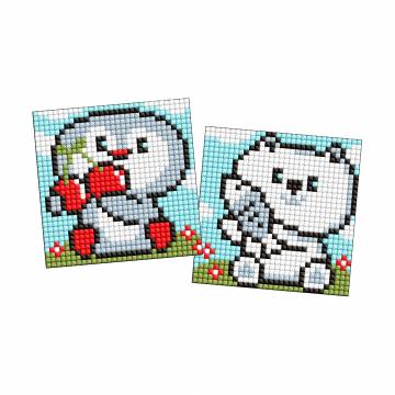 Алмазная мозаика Ideyka Пингвин и медвежонок, на магнитной основе, 9*9 см, 2 шт (AMG1092)