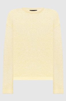 Желтый ажурный джемпер с пайетками