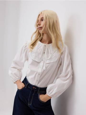 Reserved - Сорочка з декоративним коміром - білий - 431IM-00X