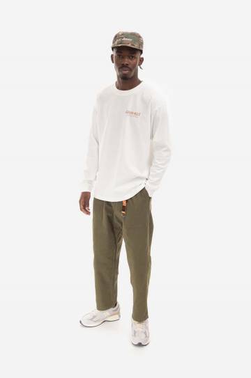 Хлопковые брюки Gramicci Loose Tapered Pant цвет синий широкие средняя посадка G103.OGT-cream Хлопковые брюки Gramicci Loose Tapered Pant цвет синий широкие средняя посадка G103.OGT-cream
