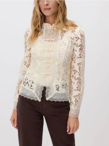 Reserved - Мереживна блузка - кремовий - 042IW-01X