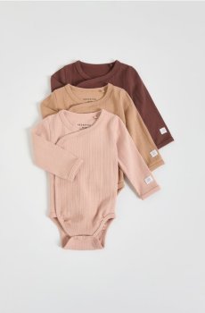 Reserved - Боді в рубчик, 3 шт. - кавовий - 819GK-84X