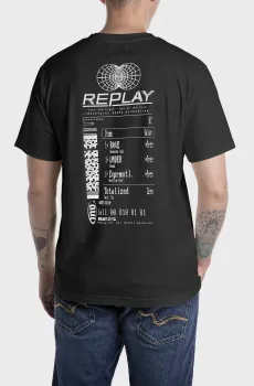 Мужская черная футболка Черный S Replay M3057 .000.2660