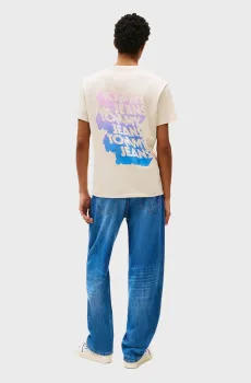 Мужская бежевая футболка TJM REG STACK Бежевый S Tommy Jeans DM0DM21589