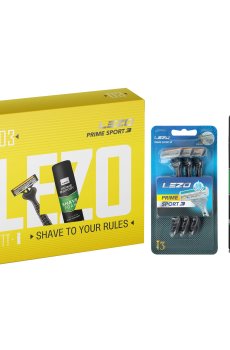 Подарочный набор Lezo мужской Box Prime Sport Protect (Станок для бритья, 3 шт + Пена для бритья, 200 мл)