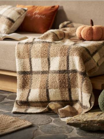 Ковдра в клітинку - бежевий
