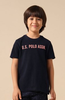 Uspa Kids Boys Pure Cotton Brand Embossed T-shirt