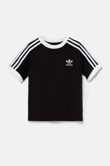 Детская хлопковая футболка adidas Originals 3STRIPES TEE цвет чёрный с аппликацией IX7626 Детская хлопковая футболка adidas Originals 3STRIPES TEE цвет чёрный с аппликацией IX7626