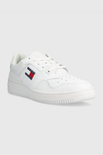 Кожаные кроссовки Tommy Jeans TJM RETRO BASKET ESS цвет белый EM0EM01395 Кожаные кроссовки Tommy Jeans TJM RETRO BASKET ESS цвет белый EM0EM01395