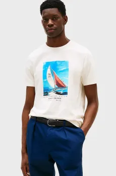 Мужская белая футболка COLOR PHOTO Белый XXL Tommy Hilfiger MW0MW38615