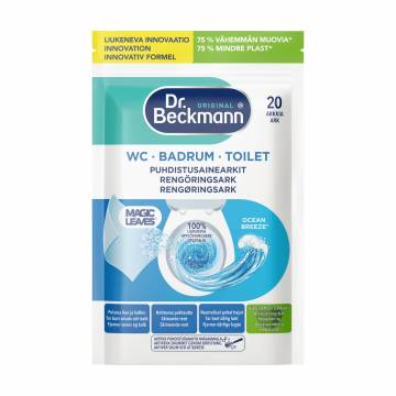 Растворимая салфетка для очистки унитаза Dr. Beckmann Magic Leaves Океанский бриз, 20 шт Растворимая салфетка для очистки унитаза Dr. Beckmann Magic Leaves Океанский бриз, 20 шт