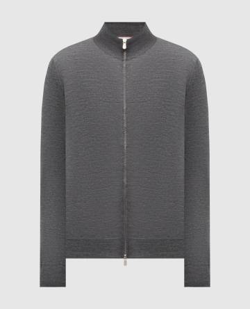 Серый меланжевый кардиган из шерсти и кашемира