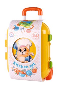 Детский игровой набор в чемодане Technok Кухня с набором посуды, желтый, от 3 лет (6078)
