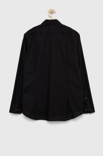 Хлопковая рубашка Seidensticker Мужская цвет чёрный regular классический воротник Хлопковая рубашка Seidensticker Мужская цвет чёрный regular классический воротник