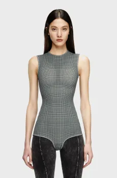 Женское серое боди в клетку J-ETTA Серый S Diesel A18217 0IKCX