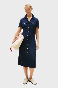 Женское темно-синее платье VIS TWILL S/S Синий XS Tommy Hilfiger WW0WW45802