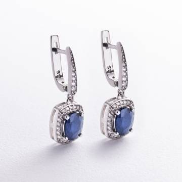 Серебряные серьги с сапфирами и фианитами GS-02-060-3110 Серебряные серьги с сапфирами и фианитами GS-02-060-3110