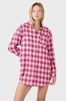Женская розовая ночная рубашка в клетку LUANA Розовый XL Etam 6556197