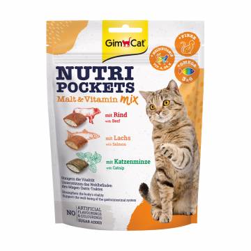 Лакомство для кошек GimCat Nutri Pockets Malt & Vitamin Mix Мультивитаминный микс, 150 г