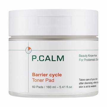 Пады-тонер для регенерации барьера кожи лица P.Calm Barrier Cycle Toner Pad, 60 шт