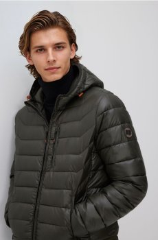 Reserved - Стьобана куртка з капюшоном - коричневувато-зелений - 036FW-78X