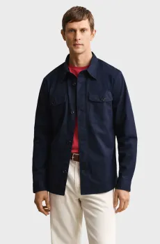 Мужская темно-синяя рубашка TWILL OVERSHIRT Синий S Gant 3250309