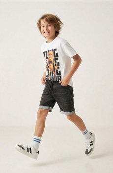 Джинсові шорти з ефектом виварювання - сірий